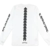 Maglietta a maniche lunghe con cuore cromato bianco Maglietta a maniche lunghe con cuore cromato bianco