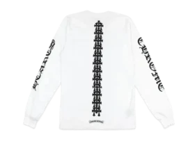 Maglietta a maniche lunghe con cuore cromato bianco