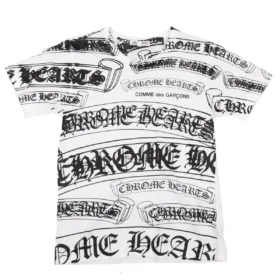 Maglietta stampata Chrome Hearts Comme Des Garcons, bianca e nera