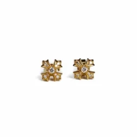 Orecchini a bottone CH Plus in oro 22 carati con diamanti