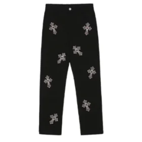 Pantaloni Chrome Hearts con croce in strass