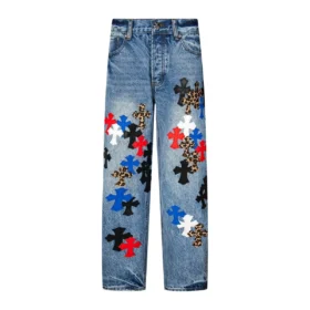 Pantaloni Firmranch in pelle con croce leopardata