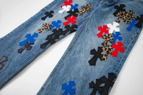 Pantaloni Firmranch in pelle con croce leopardata