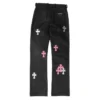 Pantaloni in pelle Chrome Hearts Fleur con Cross Patch sul ginocchio Pantaloni in pelle Chrome Hearts Fleur con Cross Patch sul ginocchio